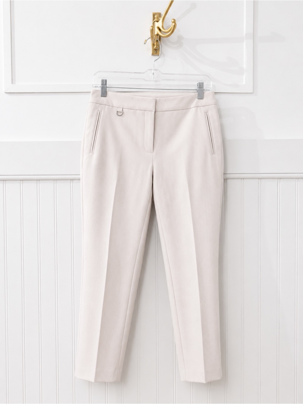 Adrianna Papell Light Cream Tailored Slim Trousers